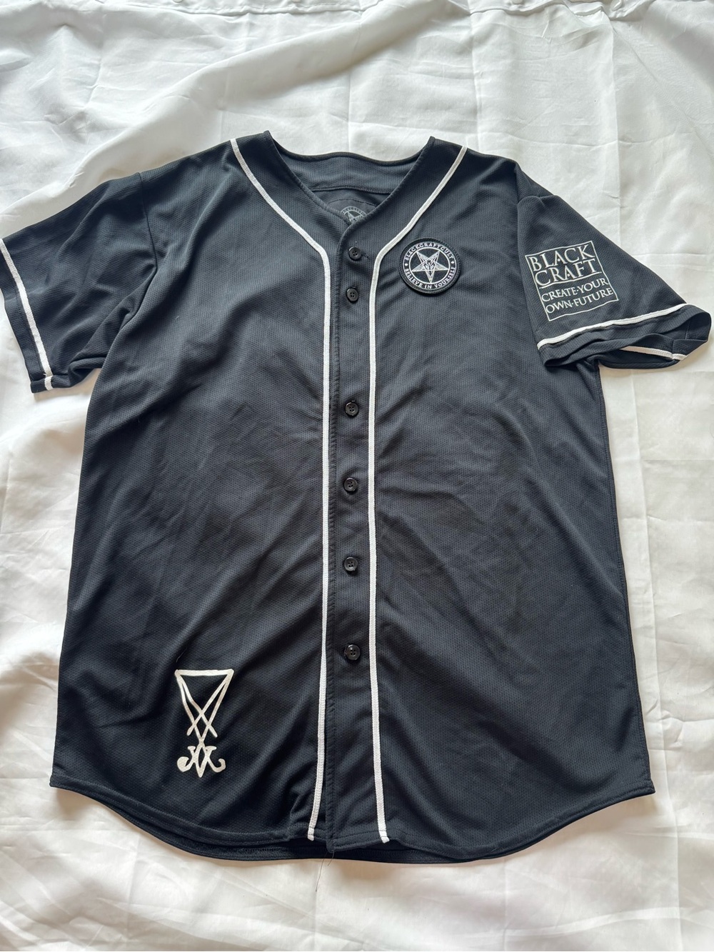 BlackCraft Men's Black Jersey with White Piping
